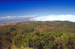Bild mit Blick Richtung Westen vom höchsten Berg La Gomeras aus gesehen
